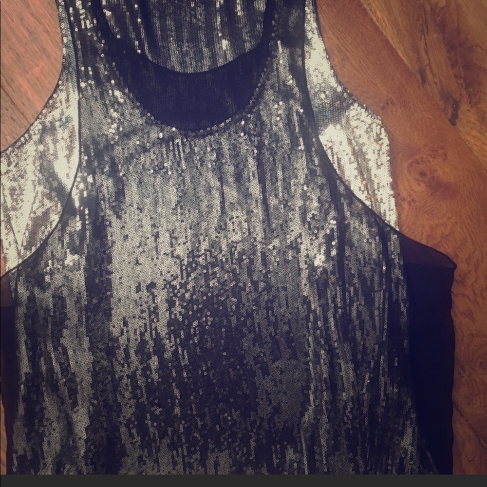 Jimmy Choo Sequin/Sheer Tank Top